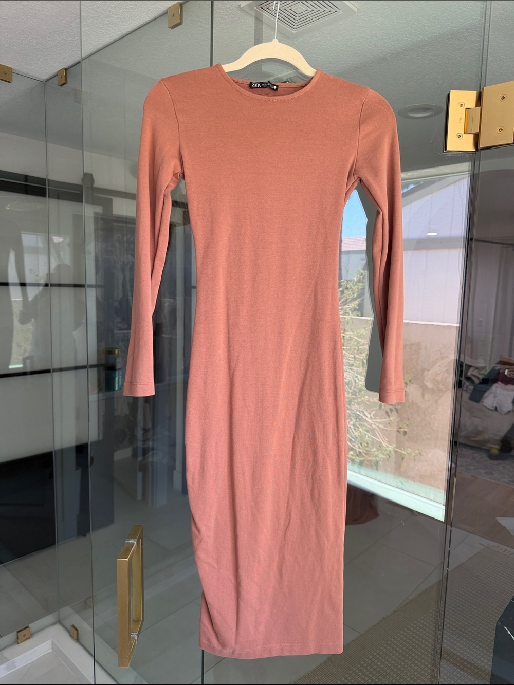 Zara Long Sleeve Midi Dress in Dusty Rose